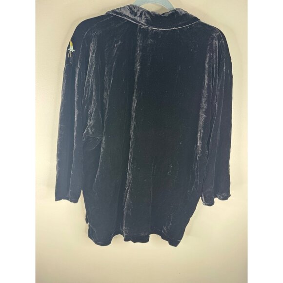 Johnny Was Amarylla Velvet Pop Over Shirt Size S Black Colorful Embroidered - Picture 7 of 8